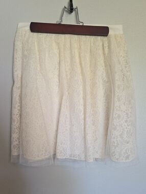 Express Cream Lace High Wasited Circle Skirt